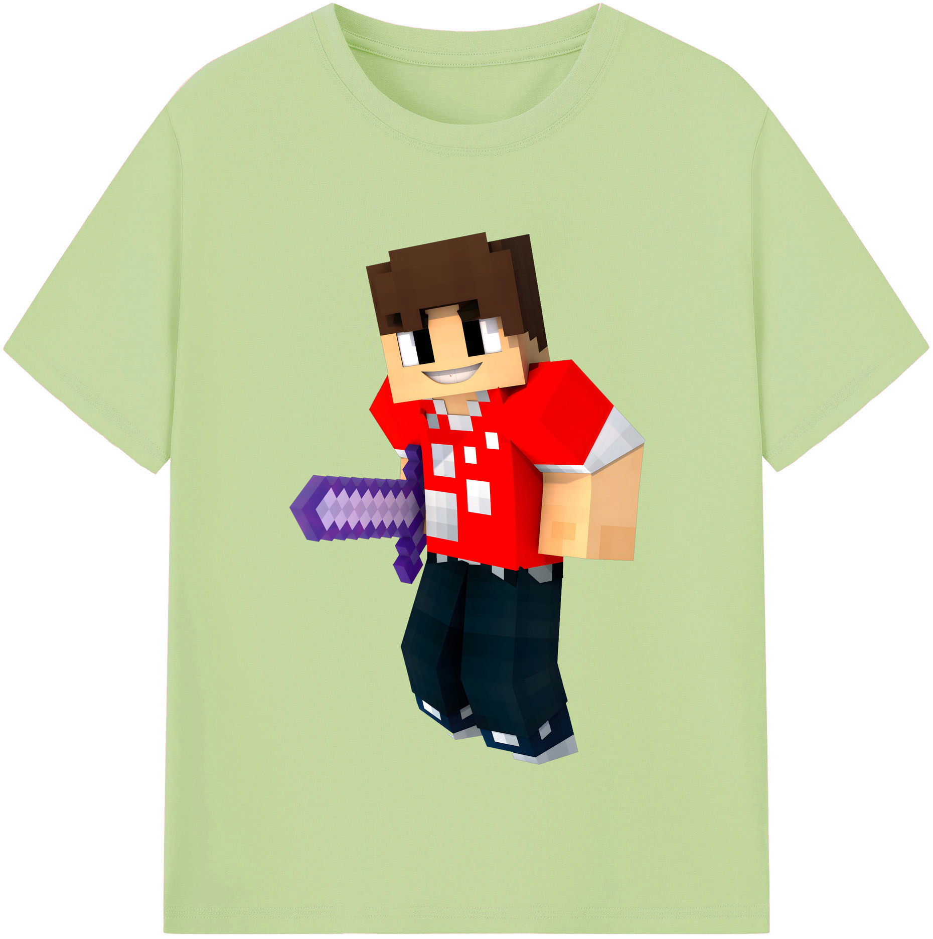 （画像用） マインクラフト ブロックの世界 Minecraft MC Block world 綿100％半袖Tシャツ（フロントプリント）